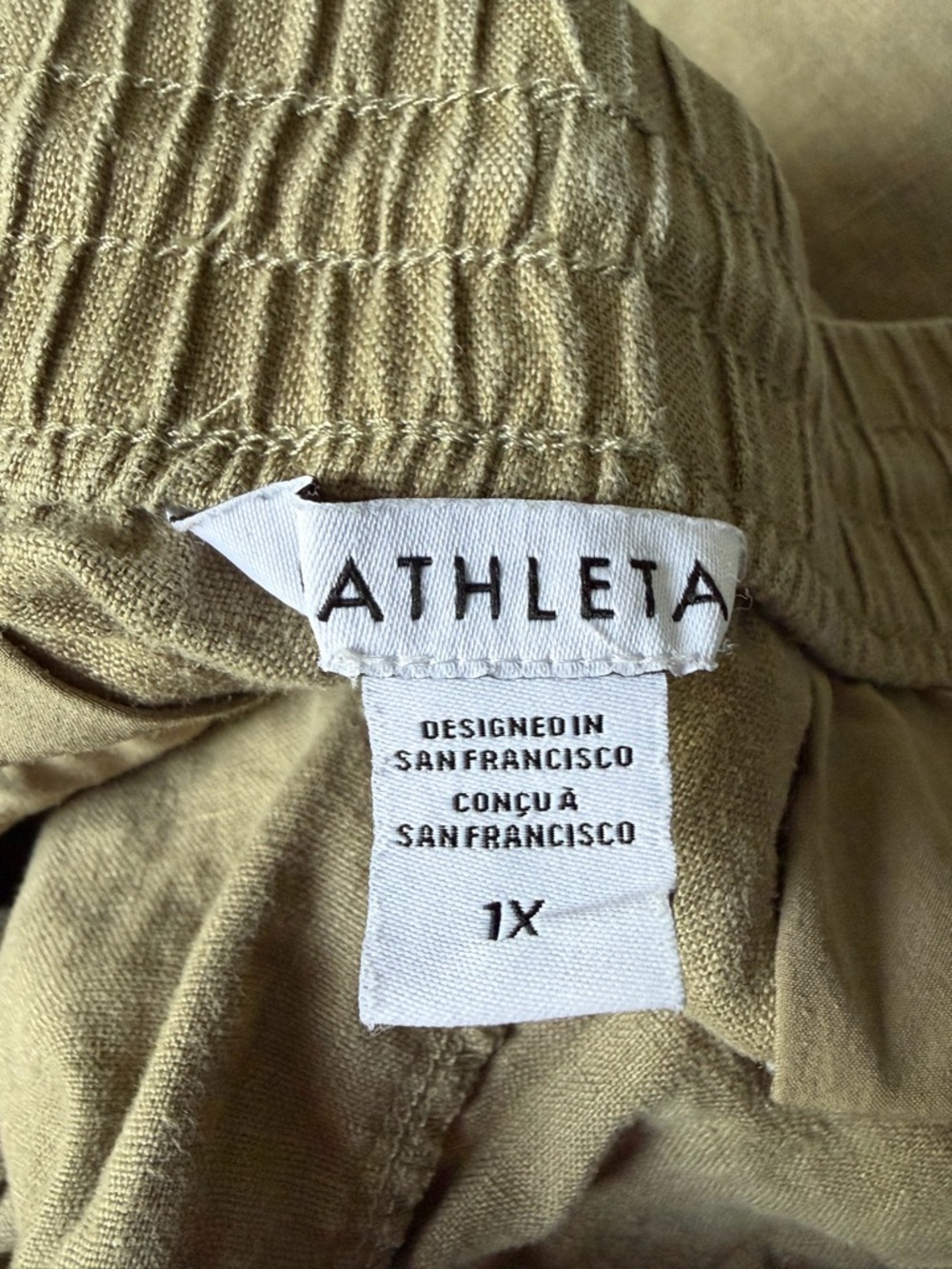 Athleta Olive Green Retreat Linen High Rise Wide Leg Pants Size 1X 54844 - Picture 9 of 12
